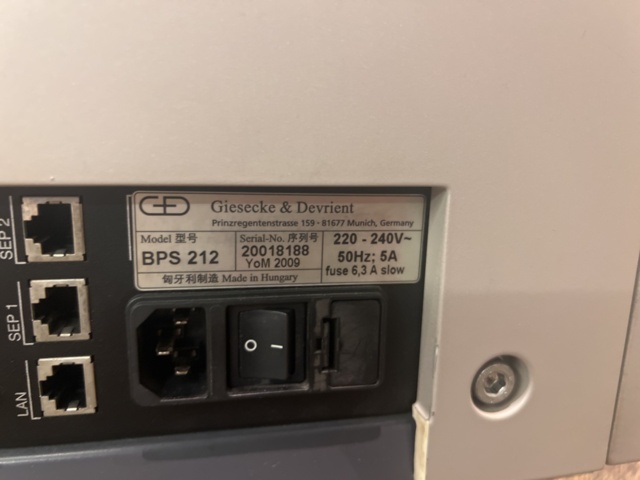 1177776-5 Banknote counter Giesecke & Devrient BPS 212