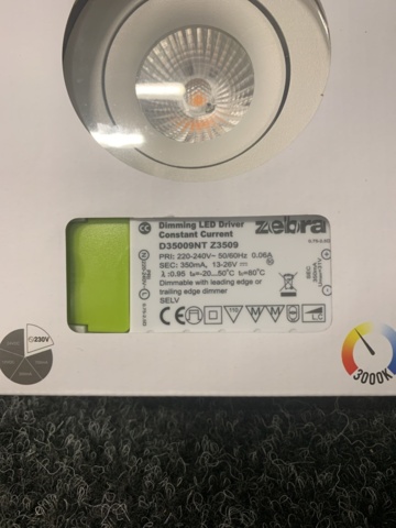 1210974-3 6 st Downlight Light Komplett 6,5W LED, Zebra