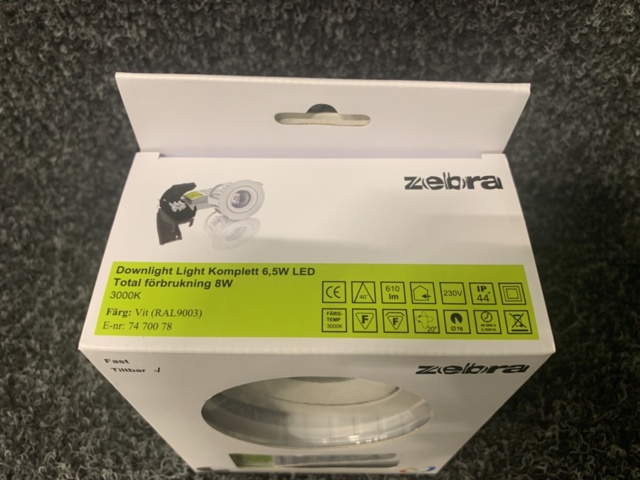 1210974-4 6 st Downlight Light Komplett 6,5W LED, Zebra