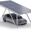 1212323-2 Carport for 2 cars with solar panels 6.6 kW Fullblack