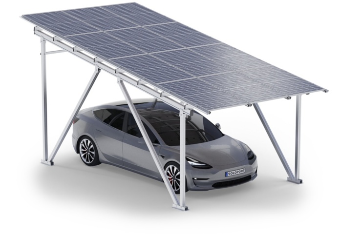 1212323-2 Carport for 2 cars with solar panels 6.6 kW Fullblack