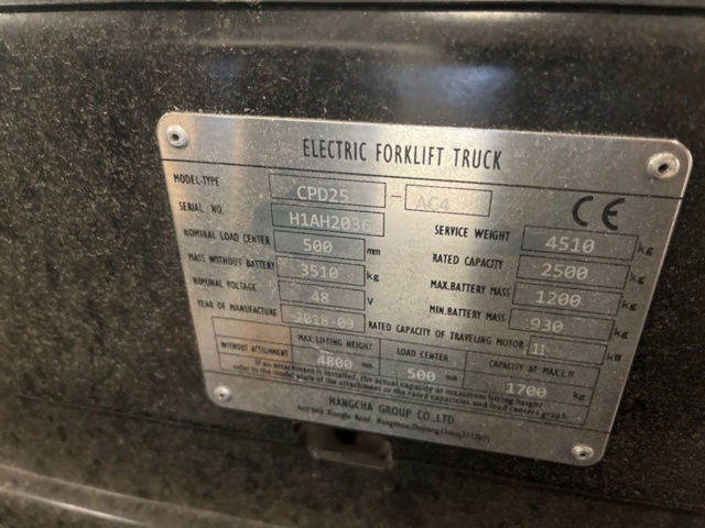 1191533-16 Forklift Hangcha CPD25 -2018