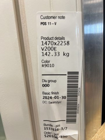 1213735-14 3 window parts, Velfac 1470x2258