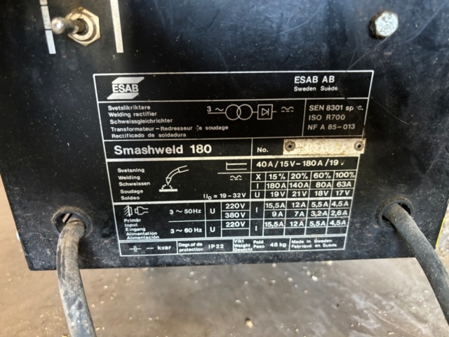 1134611-6 ESAB Smashweld 180 Migweld.