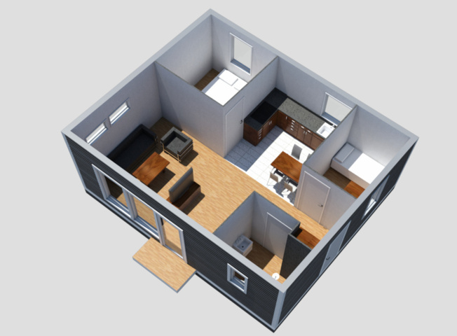 1214439-3 Leisure house in funk style of 60 square meters