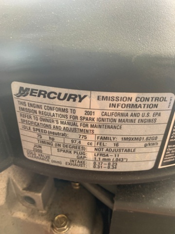 1134635-6 Boat engine Mariner 75hp 4-stroke