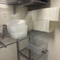 1178929-5 Grid shelves with cans, styrofoam boxes & more