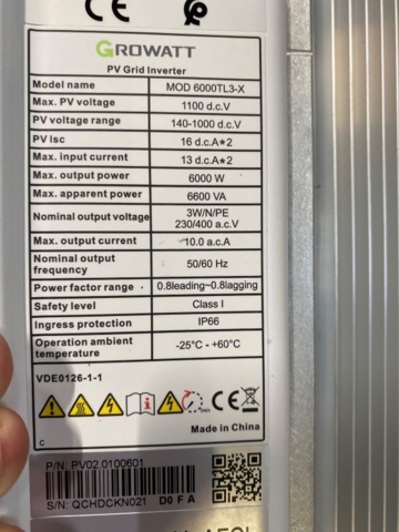 1216866-2 Inverter Growatt MOD 6000TL3-X
