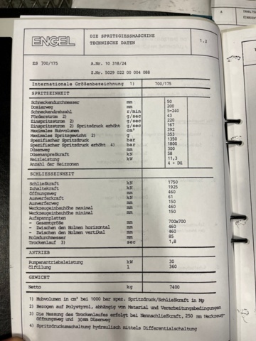 1145482-21 Plastic injection molding machine, Engel ES700/175
