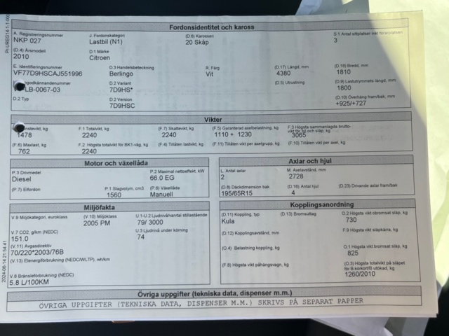 1145551-40 Citroën Berlingo Van 1.6 HDi Manual, 90hp, 2010