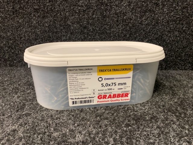 1220649-2 3 st Förpackningar Trallskruv 5.0x75, Grabber TREX C4