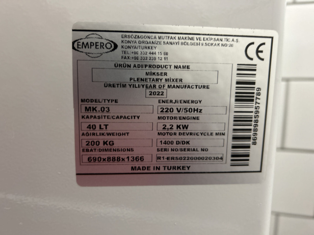 1192943-7 Dough mixer 40L, Empero MK.03 -22