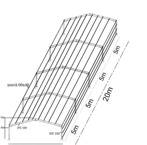 1226807-5 Hall frame, 10x20 meters, 200 square meters