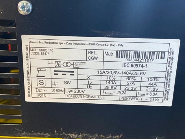 1151600-2 Stick welder Stanley Sirio 140 inverter