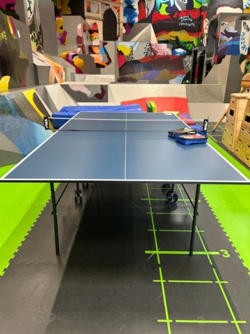 1153736-2 Folding ping pong table and 2 sets with ping pong rack and balls