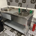 1178227-1 Stainless steel workbench with sink & mixer - Diamond