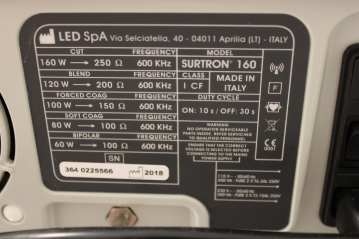 1151736-4 Surgical machine with filter & trolley - LED SpA Surtron 160 -2018