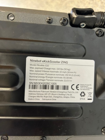 1152163-4 Electric scooter Ninebot by Segway Zing E10