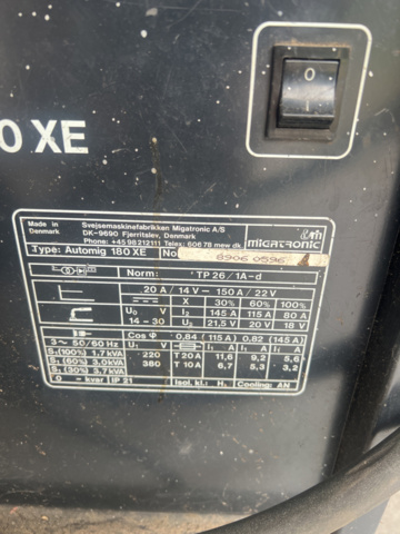 1122019-9 Migatronic Automig 180XE Migweld & tube