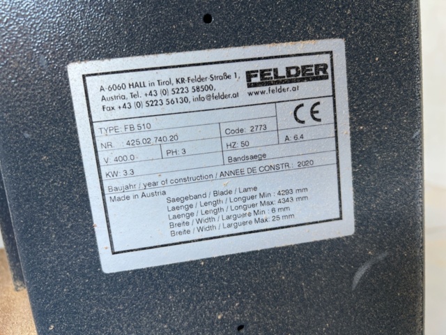 1180737-4 Band saw Felder FB 510 -2020