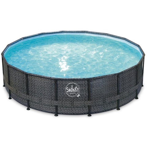 1233195-1 Above ground pool Swing Pools Elite Wicker Frame pool Ø4.88 m