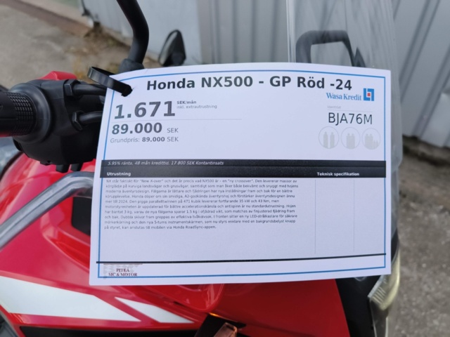 1130116-60 New MC Honda CB500X NX500 -2024