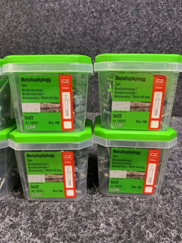 1233510-3 8 st Förpackningar Metallspikplugg, Essve