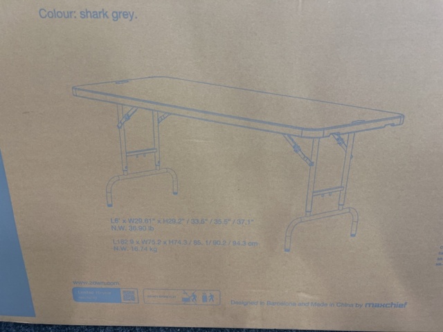 1234562-4 Fällbart bord Zown New Classic Worktop 180 table