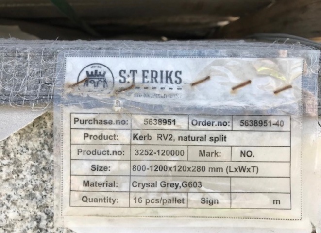 1236021-3 Curbstone RV 2 Straight Light Gray 5pc Pallet approx 15m/pallet