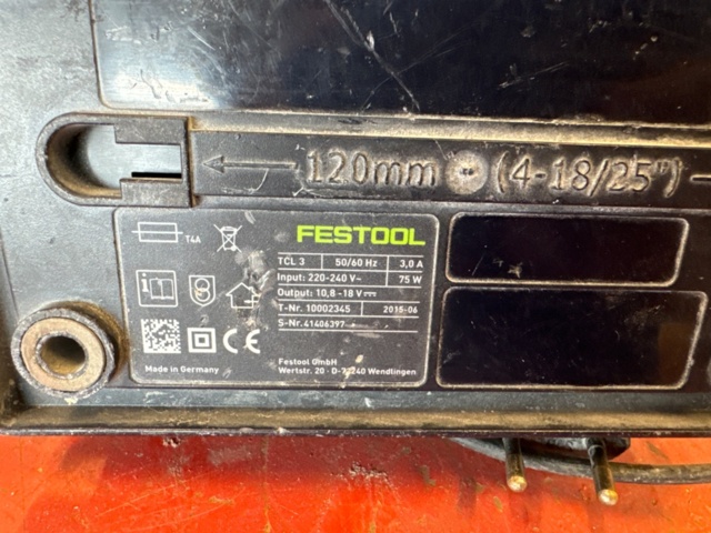 1239530-4 Festool battery and charger TCL 3