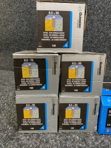 1239318-3 6 st Förpackningar Bygg-/Konsolskruv & Gipsskruv, Gunnebo