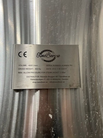 1242703-2 Brewery tank 4000 liters from Swedbeer - 2020