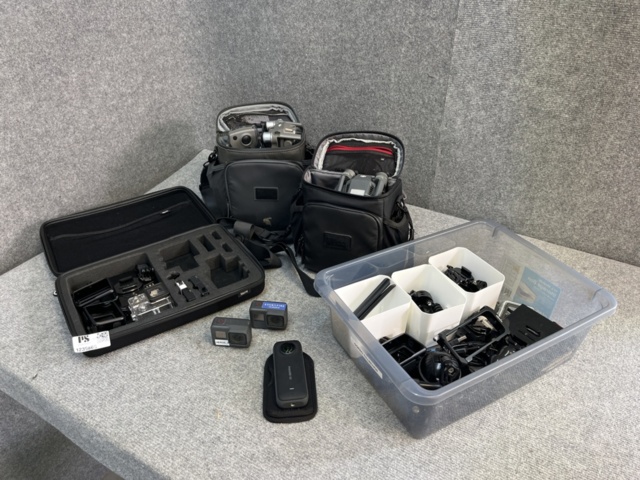 1239866-1 Collection of 2 GoPro cameras, 1 Insta360 camera, accessories and 2 drones