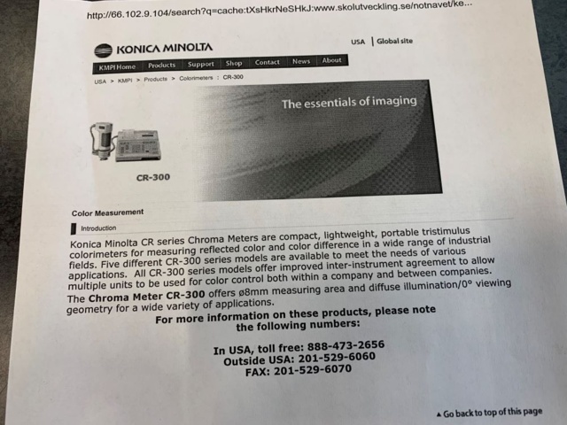 1246387-8 Instrument for color measurement - Konica Minolta Chroma Meter
