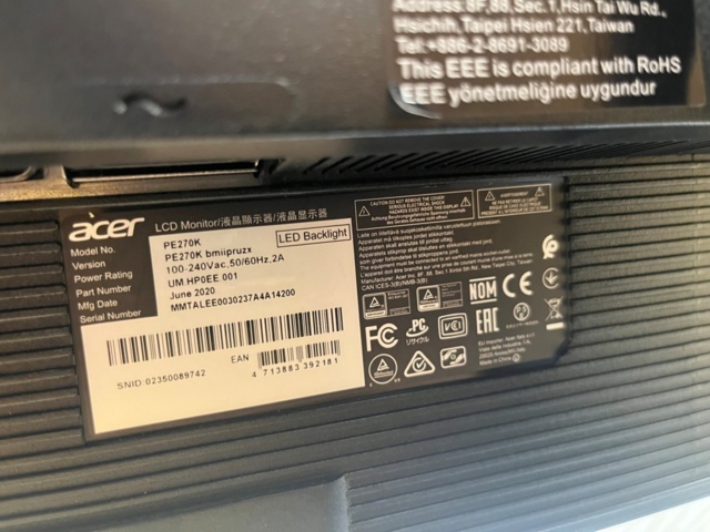 1215146-4 Monitor, Acer PE270K