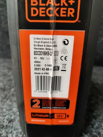 1250308-4 Screwdriver Black & Decker BDCDD186KB-QW 18V