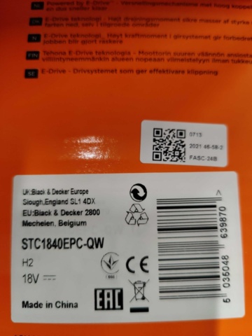 1250389-6 Grass trimmer Black & Decker STC1840EPC-QW 18V