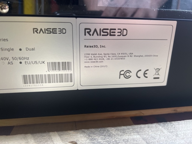 1180931-14 3D Printer with Filament and Accessories - Raise3D N Series N2 -2017