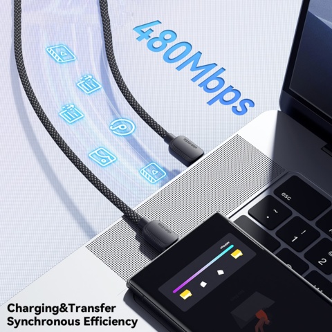 1252143-4 10 st ladd/synkkkabel USB-A - USB-C 100W max, 1 meter, flätad - Frakt ingår