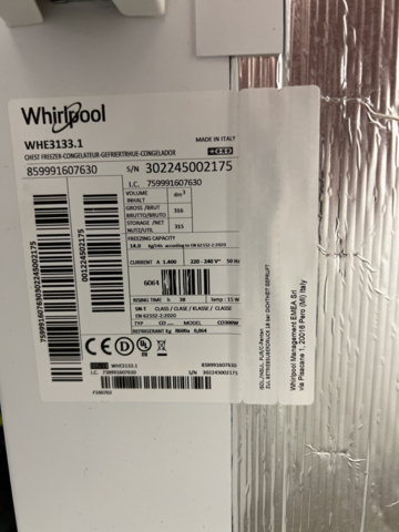 1122135-6 Whirlpool WHE3133 space Max freezer