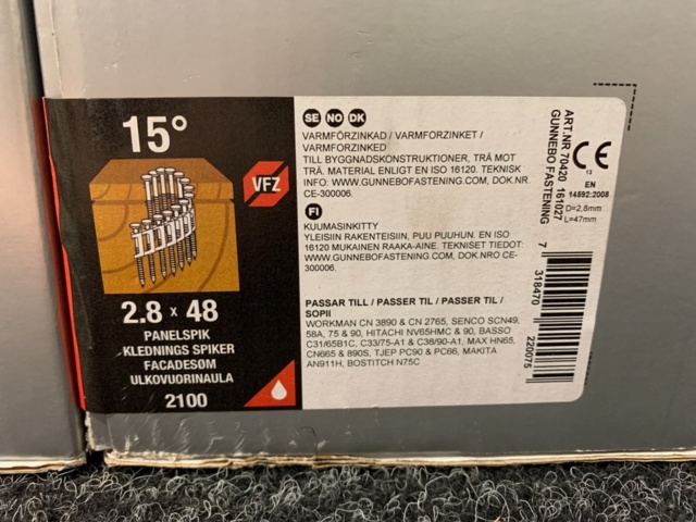 1242191-2 2 packs Banded panel nails 2.8x48mm, Gunnebo