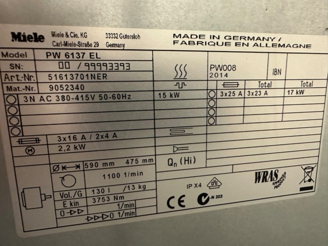 956660-2 Washing machine Miele PW 6137 EL