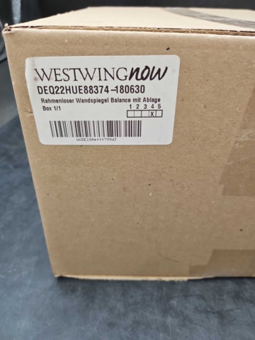 1253697-4 WestWing Frameless wall mirror with shelf, W 40 x H 25 cm - Shipping included