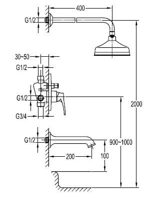 1257510-9 Julia Shower set - sw377 - Shipping included