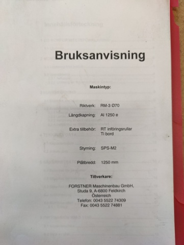 1254059-17 Klippsträcka Forstner RM-3 1250 70PUO-HOV