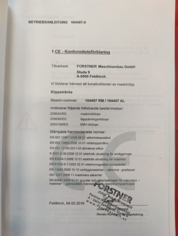 1254059-18 Klippsträcka Forstner RM-3 1250 70PUO-HOV