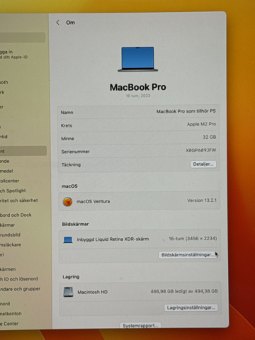 1239874-10 Apple MacBook Pro 16-tum (2023) med Apple M2 Pro, 32 GB RAM, 512 GB SSD