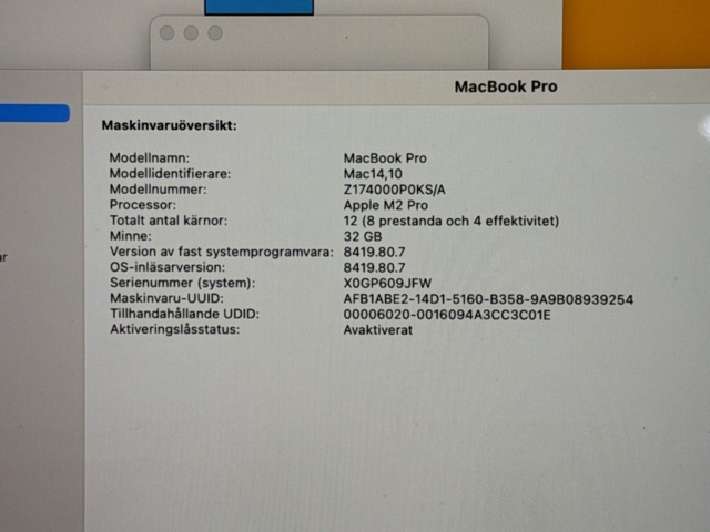 1239874-12 Apple MacBook Pro 16-tum (2023) med Apple M2 Pro, 32 GB RAM, 512 GB SSD