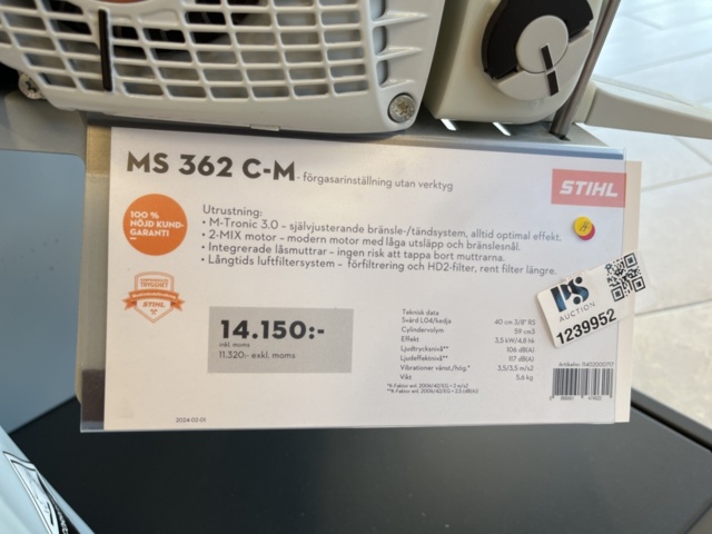 1239952-7 Chainsaw 1 pc - Stihl MS 362 CM