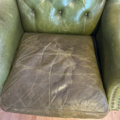 1250472-26 Chesterfield green and brown armchairs including small table